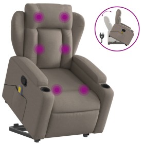 vidaXL Massagesessel mit Aufstehhilfe Taupe Stoff