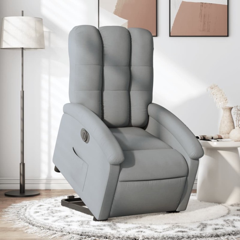 vidaXL Relaxsessel mit Aufstehhilfe Elektrisch Hellgrau Stoff vidaXL Relaxsessel mit Aufstehhilfe Elektrisch Hellgrau Stoff
