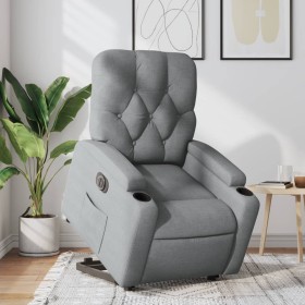 vidaXL Relaxsessel mit Aufstehhilfe Elektrisch Hellgrau Stoff