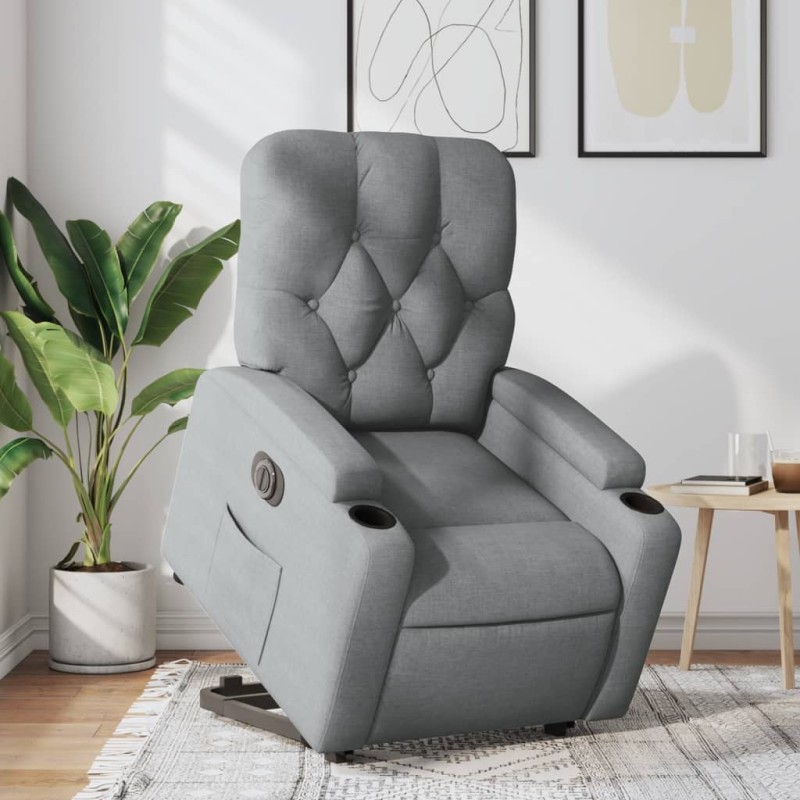 vidaXL Relaxsessel mit Aufstehhilfe Elektrisch Hellgrau Stoff vidaXL Relaxsessel mit Aufstehhilfe Elektrisch Hellgrau Stoff