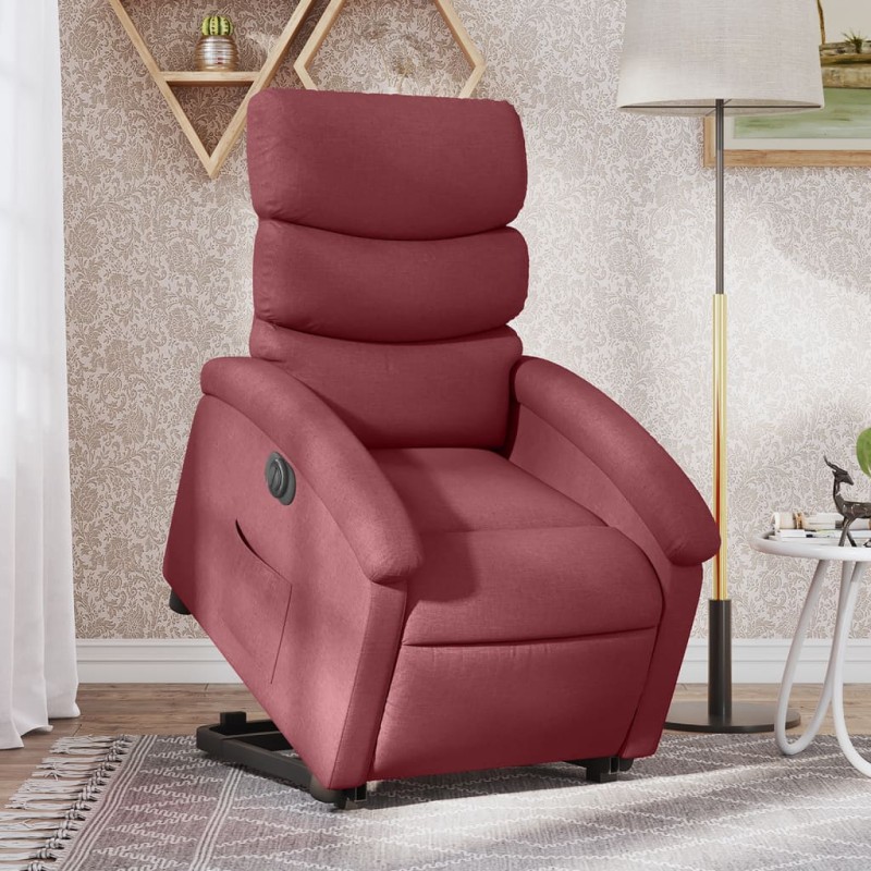 vidaXL Relaxsessel mit Aufstehhilfe Elektrisch Weinrot Stoff vidaXL Relaxsessel mit Aufstehhilfe Elektrisch Weinrot Stoff