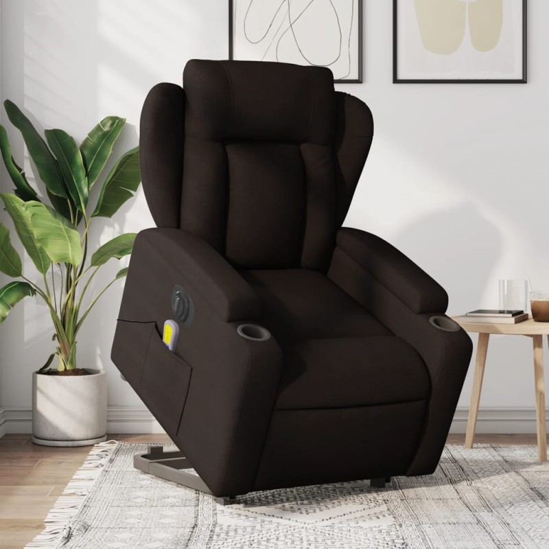 vidaXL Elektrischer Massagesessel mit Aufstehhilfe Dunkelbraun Stoff vidaXL Elektrischer Massagesessel mit Aufstehhilfe Dunkelbraun Stoff