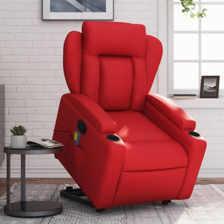 vidaXL Massagesessel mit Aufstehhilfe Rot Kunstleder