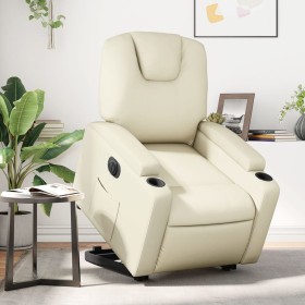 vidaXL Relaxsessel mit Aufstehhilfe Elektrisch Creme Kunstleder