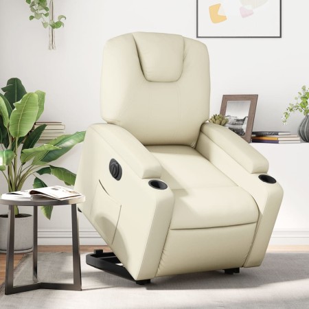 vidaXL Relaxsessel mit Aufstehhilfe Elektrisch Creme Kunstleder