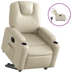 vidaXL Relaxsessel mit Aufstehhilfe Elektrisch Creme Kunstleder
