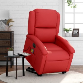 vidaXL Massagesessel mit Aufstehhilfe Elektrisch Rot Kunstleder