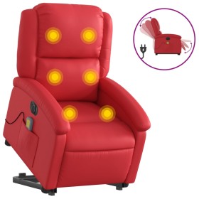 vidaXL Massagesessel mit Aufstehhilfe Elektrisch Rot Kunstleder