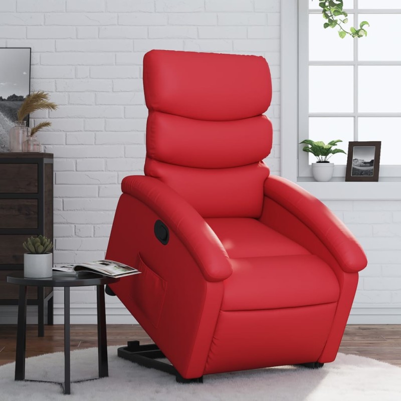 vidaXL Relaxsessel mit Aufstehhilfe Rot Kunstleder vidaXL Relaxsessel mit Aufstehhilfe Rot Kunstleder
