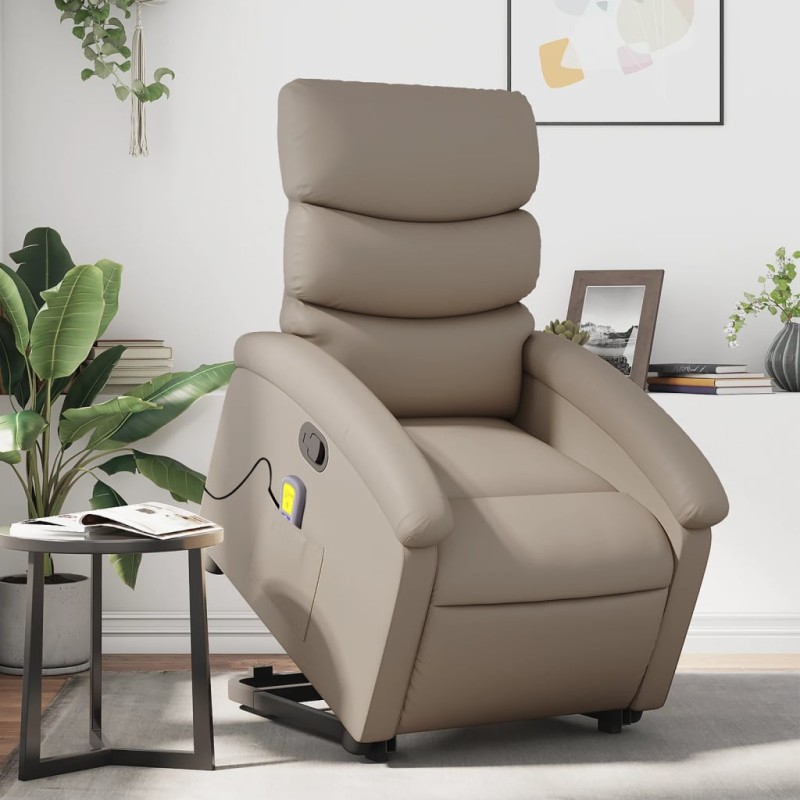vidaXL Massagesessel mit Aufstehhilfe Cappuccino-Braun Kunstleder vidaXL Massagesessel mit Aufstehhilfe Cappuccino-Braun Kunstleder