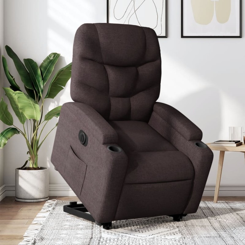 vidaXL Relaxsessel mit Aufstehhilfe Elektrisch Dunkelbraun Stoff vidaXL Relaxsessel mit Aufstehhilfe Elektrisch Dunkelbraun Stoff