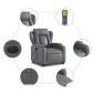vidaXL Massagesessel mit Aufstehhilfe Elektrisch Grau Kunstleder vidaXL Massagesessel mit Aufstehhilfe Elektrisch Grau Kunstleder