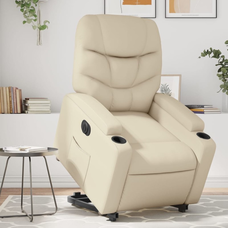 vidaXL Relaxsessel mit Aufstehhilfe Elektrisch Creme Kunstleder vidaXL Relaxsessel mit Aufstehhilfe Elektrisch Creme Kunstleder
