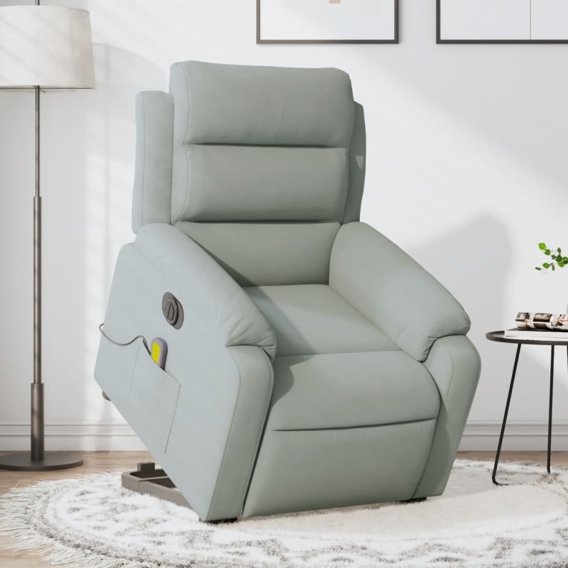 vidaXL Massagesessel mit Aufstehhilfe Elektrisch Hellgrau Samt vidaXL Massagesessel mit Aufstehhilfe Elektrisch Hellgrau Samt