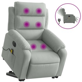 vidaXL Massagesessel mit Aufstehhilfe Elektrisch Hellgrau Samt