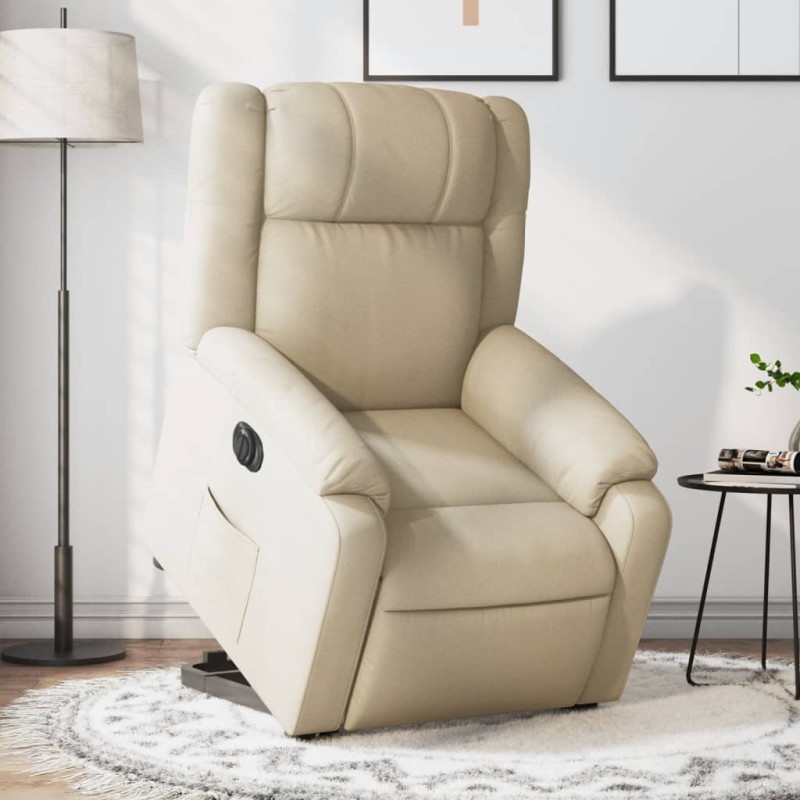 vidaXL Relaxsessel mit Aufstehhilfe Elektrisch Creme Stoff vidaXL Relaxsessel mit Aufstehhilfe Elektrisch Creme Stoff