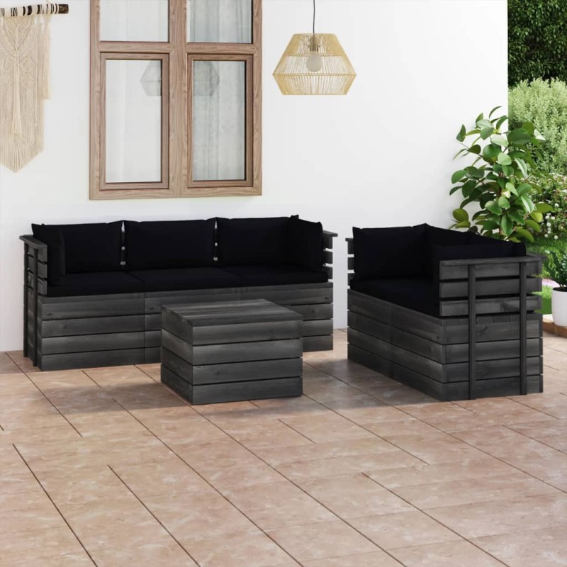 vidaXL 6-tlg. Garten-Sofagarnitur aus Paletten mit Kissen Kiefernholz vidaXL 6-tlg. Garten-Sofagarnitur aus Paletten mit Kissen Kiefernholz