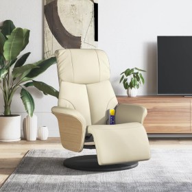 vidaXL Massagesessel mit Fußteil Creme Kunstleder