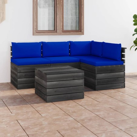 vidaXL 5-tlg. Garten-Sofagarnitur aus Paletten mit Kissen Kiefernholz