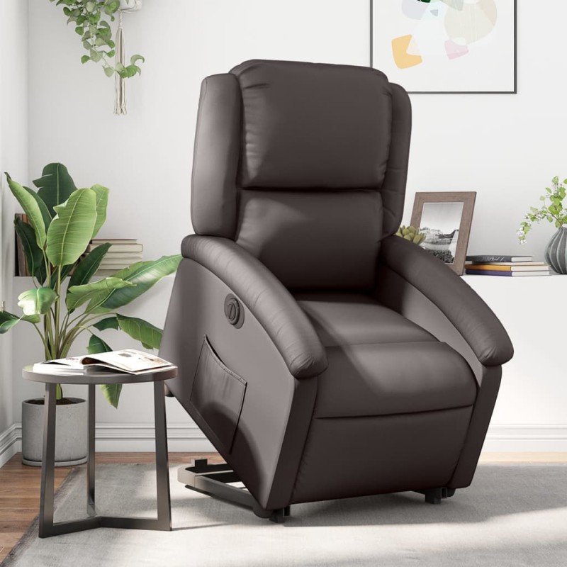 vidaXL Relaxsessel mit Aufstehhilfe Elektrisch Dunkelbraun Echtleder vidaXL Relaxsessel mit Aufstehhilfe Elektrisch Dunkelbraun Echtleder