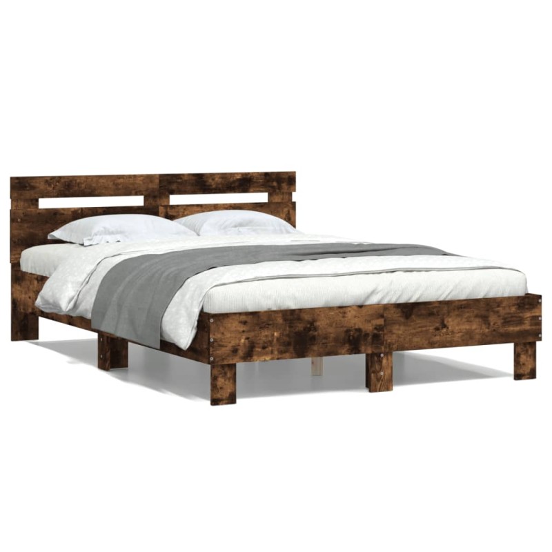 vidaXL Bettgestell mit Kopfteil Räuchereiche 120x200 cm Holzwerkstoff vidaXL Bettgestell mit Kopfteil Räuchereiche 120x200 cm Holzwerkstoff