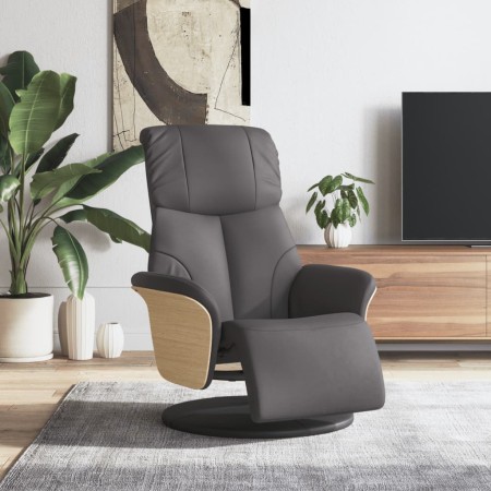 vidaXL Relaxsessel mit Fußteil Grau Kunstleder