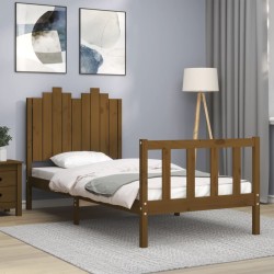 Bettrahmen mit Kopfteil Honigbraun 90x190 cm Massivholz