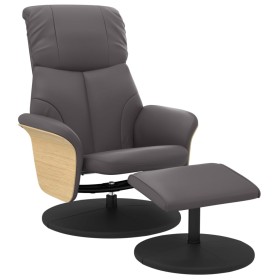 vidaXL Relaxsessel mit Fußhocker Grau Kunstleder