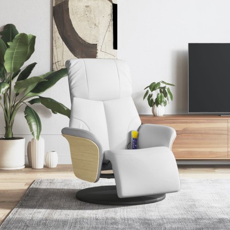 vidaXL Massagesessel mit Fußteil Weiß Kunstleder