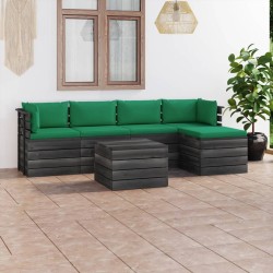 6-tlg. Garten-Sofagarnitur aus Paletten mit Kissen Kiefernholz