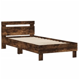 vidaXL Bettgestell mit Kopfteil Räuchereiche 90x200 cm Holzwerkstoff