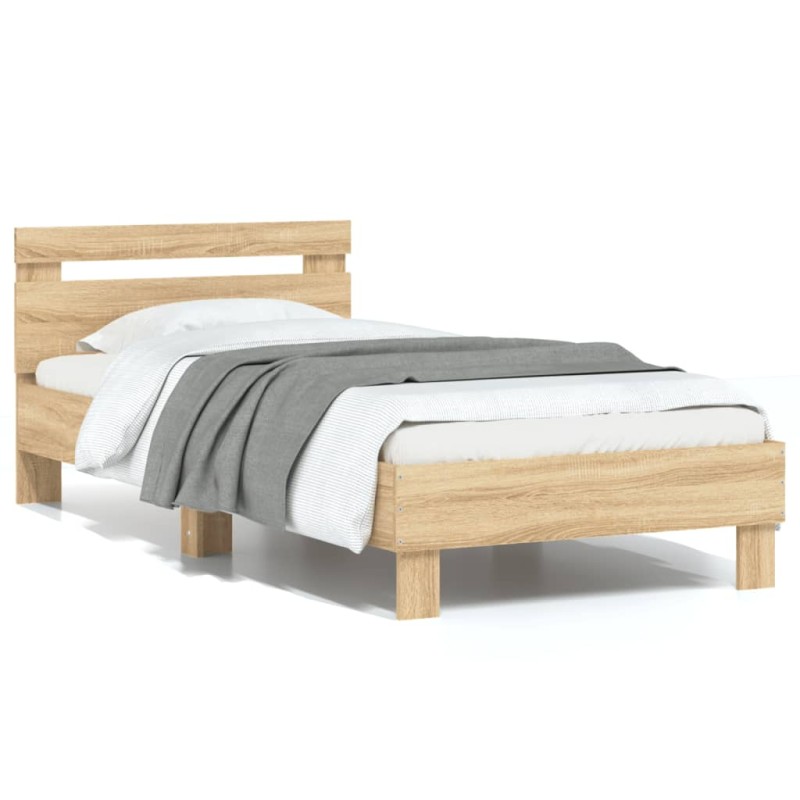 vidaXL Bettgestell mit Kopfteil Sonoma-Eiche 90x200 cm Holzwerkstoff vidaXL Bettgestell mit Kopfteil Sonoma-Eiche 90x200 cm Holzwerkstoff