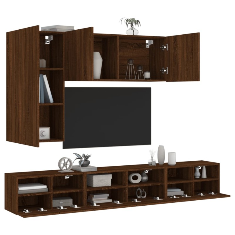 vidaXL 5-tlg. Wohnwand Braun Eichen-Optik Holzwerkstoff vidaXL 5-tlg. Wohnwand Braun Eichen-Optik Holzwerkstoff