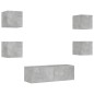 vidaXL 5-tlg. TV-Wohnwand mit LED-Leuchten Betongrau vidaXL 5-tlg. TV-Wohnwand mit LED-Leuchten Betongrau