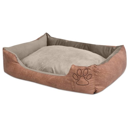 vidaXL Hundebett mit Kissen PU Kunstleder Größe XL Beige