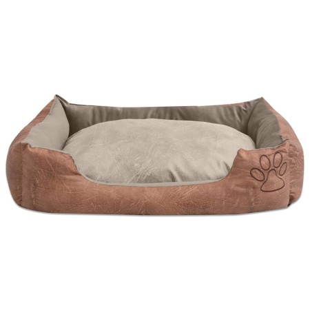 vidaXL Hundebett mit Kissen PU Kunstleder Größe XL Beige