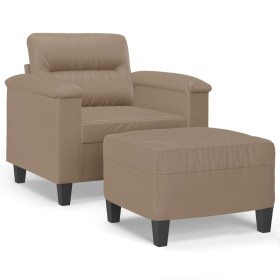 vidaXL Sessel mit Hocker Cappuccino-Braun 60 cm Kunstleder