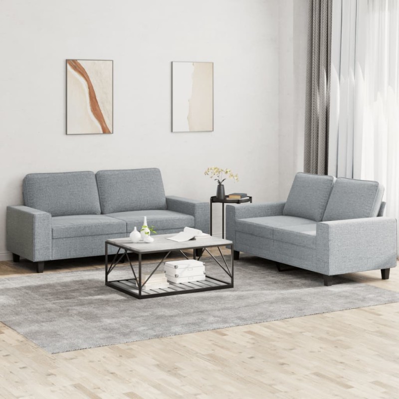 vidaXL 2-tlg. Sofagarnitur Hellgrau Stoff vidaXL 2-tlg. Sofagarnitur Hellgrau Stoff