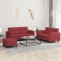 vidaXL 3-tlg. Sofagarnitur mit Kissen Weinrot Kunstleder vidaXL 3-tlg. Sofagarnitur mit Kissen Weinrot Kunstleder