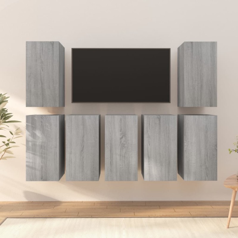 vidaXL TV-Schränke 7 Stk. Grau Sonoma 30,5x30x60 cm Holzwerkstoff vidaXL TV-Schränke 7 Stk. Grau Sonoma 30,5x30x60 cm Holzwerkstoff