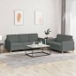 vidaXL 2-tlg. Sofagarnitur mit Kissen Dunkelgrau Stoff vidaXL 2-tlg. Sofagarnitur mit Kissen Dunkelgrau Stoff
