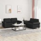 vidaXL 2-tlg. Sofagarnitur mit Kissen Schwarz Kunstleder vidaXL 2-tlg. Sofagarnitur mit Kissen Schwarz Kunstleder
