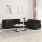 vidaXL 2-tlg. Sofagarnitur mit Kissen Schwarz Kunstleder vidaXL 2-tlg. Sofagarnitur mit Kissen Schwarz Kunstleder