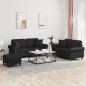vidaXL 3-tlg. Sofagarnitur mit Kissen Schwarz Kunstleder vidaXL 3-tlg. Sofagarnitur mit Kissen Schwarz Kunstleder