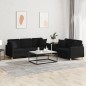 vidaXL 2-tlg. Sofagarnitur mit Kissen Schwarz Stoff vidaXL 2-tlg. Sofagarnitur mit Kissen Schwarz Stoff