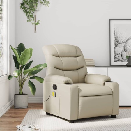 vidaXL Massagesessel Creme Kunstleder