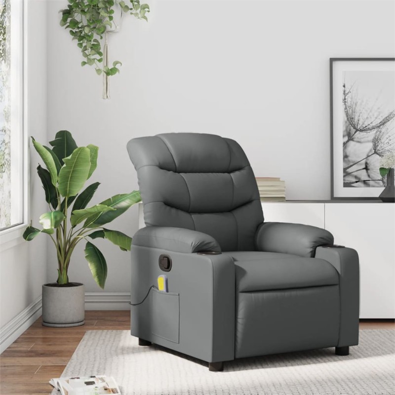 vidaXL Massagesessel Grau Kunstleder vidaXL Massagesessel Grau Kunstleder