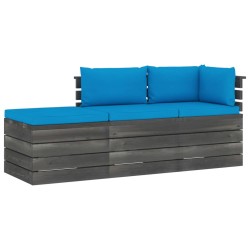 vidaXL 3-tlg. Garten-Sofagarnitur aus Paletten mit Kissen Kiefernholz
