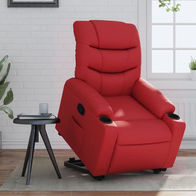 vidaXL Relaxsessel mit Aufstehhilfe Elektrisch Rot Kunstleder vidaXL Relaxsessel mit Aufstehhilfe Elektrisch Rot Kunstleder