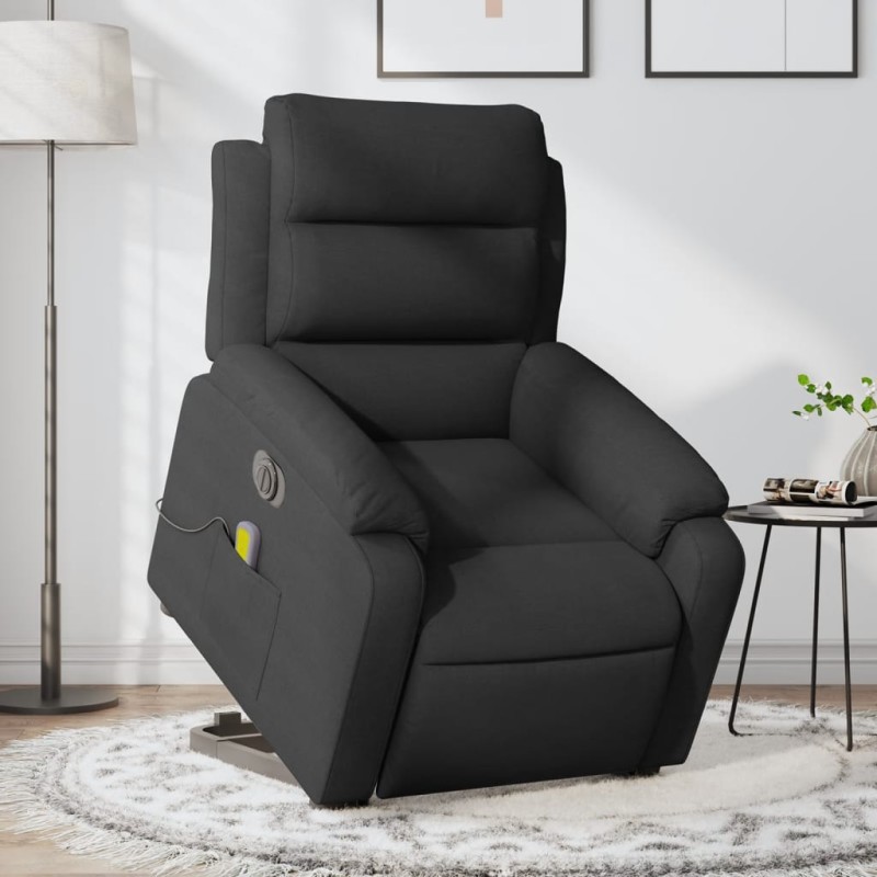 vidaXL Elektrischer Massagesessel mit Aufstehhilfe Schwarz Stoff vidaXL Elektrischer Massagesessel mit Aufstehhilfe Schwarz Stoff